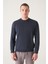 Erkek Lacivert Bisiklet Yaka Pamuklu 2 Iplik Şardonsuz Sweatshirt E001200 1