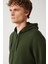 Erkek Haki Kapüşonlu 3 İplik Şardonlu Fermuarlı Sweatshirt E001019 2