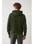 Erkek Haki Kapüşonlu 3 İplik Şardonlu Fermuarlı Sweatshirt E001019 4