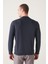 Erkek Lacivert Bisiklet Yaka Pamuklu 2 Iplik Şardonsuz Sweatshirt E001200 4