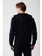 Erkek Lacivert Kapüşonlu Şardonlu 3 Iplik Fermuarlı Sweatshirt E001019 4