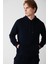 Erkek Lacivert Unisex Sweatshirt Kapüşonlu Yaka Içi Polarlı 3 Iplik Pamuklu Regular Fit E001018 1