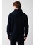 Erkek Lacivert Unisex Sweatshirt Kapüşonlu Yaka Içi Polarlı 3 Iplik Pamuklu Regular Fit E001018 4