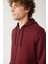 Erkek Koyu Bordo Kapüşonlu Şardonlu 3 İplik Fermuarlı Sweatshirt E001019 2