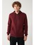 Erkek Koyu Bordo Kapüşonlu Şardonlu 3 İplik Fermuarlı Sweatshirt E001019 3