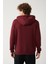 Erkek Koyu Bordo Kapüşonlu Şardonlu 3 İplik Fermuarlı Sweatshirt E001019 4