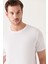 Erkek Beyaz Ultrasoft Bisiklet Yaka Pamuklu Basic T-Shirt E001171 3