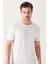 Erkek Beyaz Ultrasoft Bisiklet Yaka Pamuklu Basic T-Shirt E001171 4