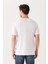 Erkek Beyaz Ultrasoft Bisiklet Yaka Pamuklu Basic T-Shirt E001171 5