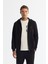 Erkek Siyah Kapüşonlu 3 Iplik Şardonlu Fermuarlı Sweatshirt E001019 1
