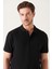 Erkek Siyah %100 Pamuk Serin Tutan Polo Yaka T-shirt E001004 2