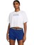 UA W Boxy Crop Branded SS 1386846-100 Kadın Beyaz Spor Tişört 5