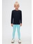 Koyu Lacivert Basic Unisex Çocuk Kışlık Sıfır Yaka Uzun Kollu Tişört 1