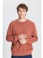 Erkek Açık Kahve Standart Fit Normal Kesim Bisiklet Yaka 3 Iplik Pamuklu Sweatshirt 3