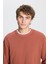 Erkek Açık Kahve Standart Fit Normal Kesim Bisiklet Yaka 3 Iplik Pamuklu Sweatshirt 4