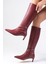 Carolina Bordo Renk Fermuarlı, Ince Suni Kürk Astarlı Kısa Topuklu Kadın Çizme 1