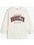Bisiklet Yaka Brooklyn Baskılı Uzun Kollu Şardonlu Sweatshirt 1