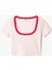 Pamuklu Slim Fit Kontrast Detaylı Kısa Kollu U Yaka Fitilli Crop Tişört 1