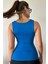 Kadın Basic Kare Yaka Likralı Kolsuz Bluz Kalın Askılı Atlet/saks Mavı/xl 4