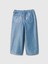 Kız Bebek Mavi Parlak Wide Leg Jean Pantolon 4