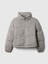Kadın Gri Relaxed Crop Puffer Şişme Mont 2