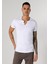 Slim Fit Placket Neck Erkek Beyaz Kısa Kol Tişört Cl1040245 4