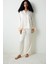 Roses Saten Gömlek Pantolon Krem Pijama Takımı 2