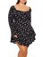 Plus Size Çiçek Desenli Mini Elbise 2