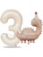 Retro Dinozor 1 Yaş Krem Renk Rakam Balon Set Sevimli Pembe Dinozor Konsept Doğum Günü Balon Set 1