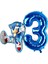 Tilki Sonic ve Lacivert Rakam Balon 3 Yaş Balon Set Tilki Sonic Boom Konsept Doğum Günü Balon Set 1