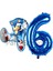 Tilki Sonic ve Lacivert Rakam Balon 6 Yaş Balon Set Tilki Sonic Boom Konsept Doğum Günü Balon Set 1