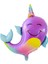 Unicorn Balina Balon 8 Yaş Set Okyanus Konsept Unicorn Yunus Balığı ve Mor Rakam Balon Set 5