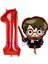 Harry Potter 1 Yaş Kırmızı Renk Rakam Balon Set Harry Potter Hogwarts Konsept Doğum Günü Balon Set 1
