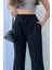 Kadın Mevsimlik Salaş Geniş Paça Yüksek Bel Siyah Eşofman Altı 3