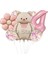 Sevimli Ayıcık 4 Yaş Balon Set Retro Pembe Ayıcık Konsept Doğum Günü Set 1