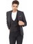 5140 Yelekli Dar Kalıp Gri Ekose Erkek Blazer Ceket 1