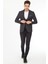 5140 Yelekli Dar Kalıp Gri Ekose Erkek Blazer Ceket 2