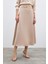Bel Aksesuarlı Saten Krep Etek - Bej 4