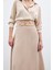 Bel Aksesuarlı Saten Krep Etek - Bej 5