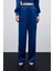 Pileli Saten Krep Pantolon - Indigo 5