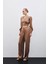 Pileli Saten Krep Pantolon - Camel 1