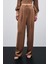 Pileli Saten Krep Pantolon - Camel 3