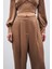 Pileli Saten Krep Pantolon - Camel 4