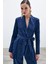 Kuşaklı Uzun Ceket - Lacivert 1