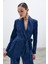 Kuşaklı Uzun Ceket - Lacivert 3