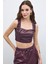 Kare Yaka Deri Crop - Bordo 1
