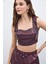 Kare Yaka Deri Crop - Bordo 2