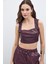 Kare Yaka Deri Crop - Bordo 3