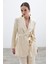 Kuşaklı Uzun Ceket - Taş 2