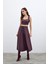 Bel Lastikli Deri Etek - Bordo 3